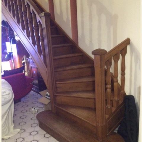 Rampe en bois avant remplacement par rampe escalier en fer forgé